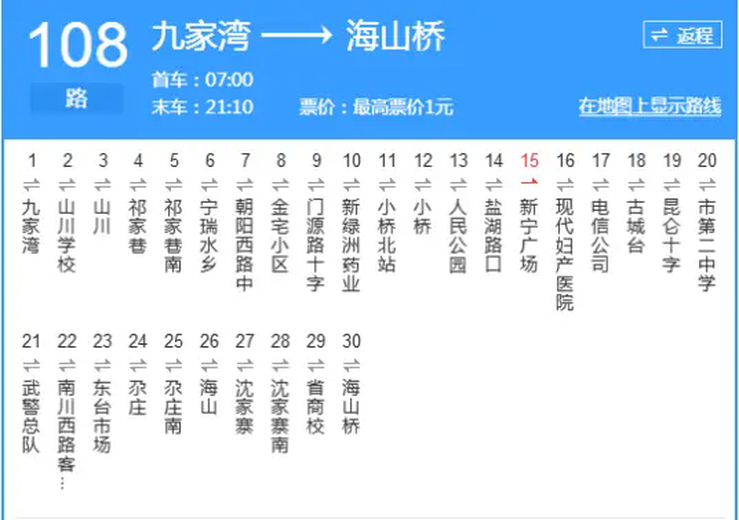西宁公交108路