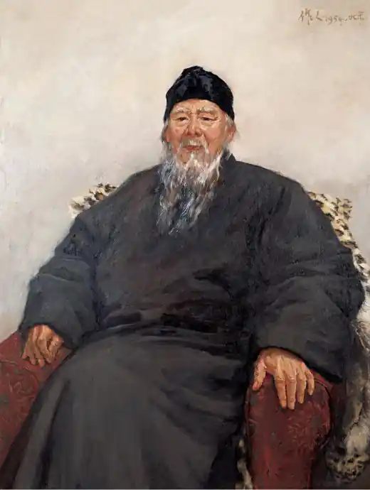 齐白石像(吴作人创作油画作品)