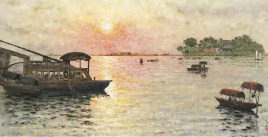 南湖(颜文梁于1964年创作的油画作品，描绘中共一大南湖红船场景)