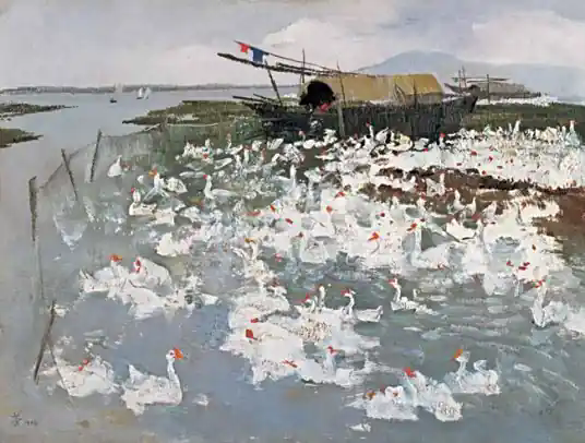太湖鹅群(中国美术馆藏作品)