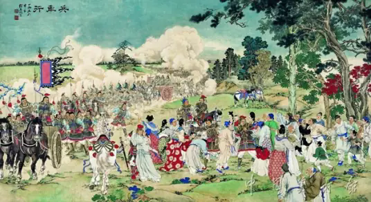 兵车行(徐燕孙1956年创作的杜甫诗意工笔重彩人物画)