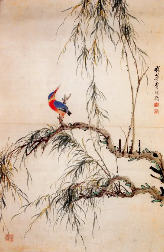 李鹤筹柳塘水翠图(李鹤筹的创作的国画)