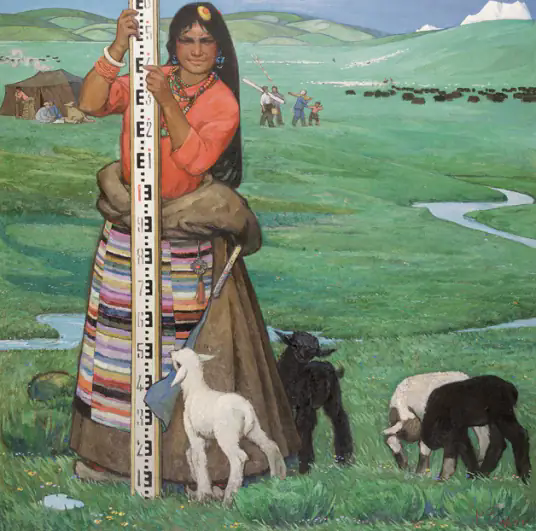 火车要到草原来(李化吉1977年创作的油画作品)